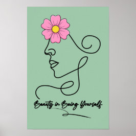 Minimalistisk Linjekonst Blommig Väggdekor Poster