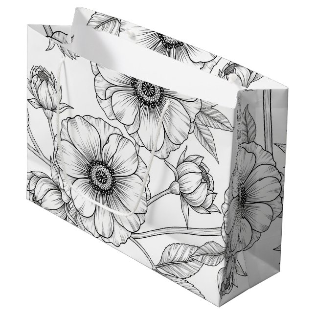 Minimalistisk linjekonst Blommönster Sömlöst Mönst (Framsidan Vinklad)