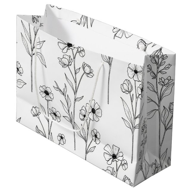 Minimalistisk linjekonst Blomster sömlöst mönster  (Framsidan Vinklad)