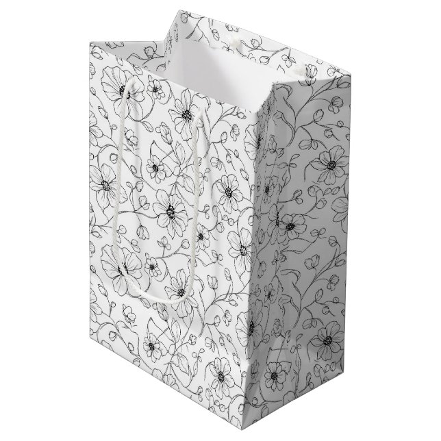 Minimalistisk linjekonst Blomster Sömlöst Mönster  (Framsidan Vinklad)