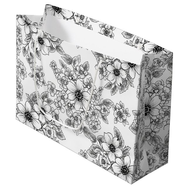 Minimalistisk linjekonst Blomster Sömlöst Mönster  (Framsidan Vinklad)