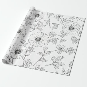 Minimalistisk linjekonst Blomstergivande sömlöst m Presentpapper