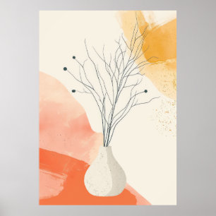 minimalistisk linjekonst, Botanisk Boho Grå Linjek Poster