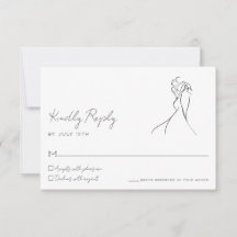 Minimalistisk Linjekonst Bröllopspar RSVP-kort