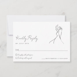 Minimalistisk Linjekonst Bröllopspar RSVP-kort OSA Kort