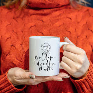 Minimalistisk linjekonst Golden Doodle Mamma Kaffemugg