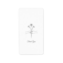 Minimalistisk Linjekonst Händer & Blommor Bröllop  Adressetikett