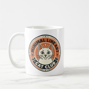 Minimalistisk Linjekonst Katt - Kattälskare Presen Kaffemugg