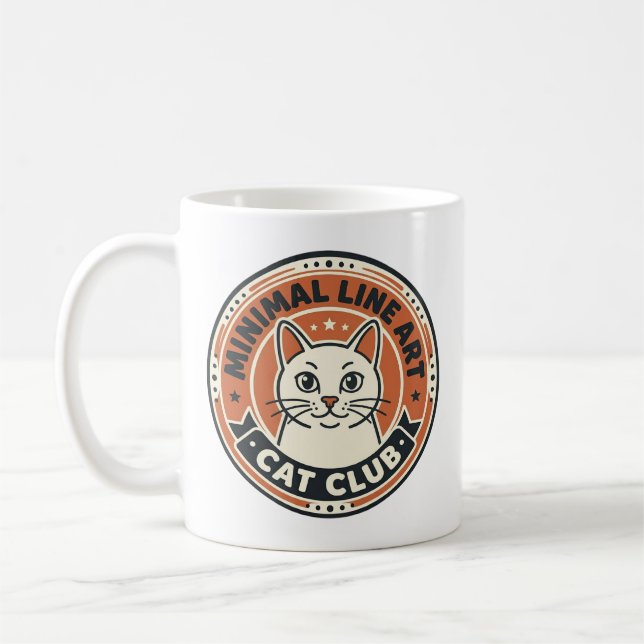 Minimalistisk Linjekonst Katt - Kattälskare Presen Kaffemugg (Vänster)