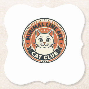 Minimalistisk Linjekonst Katt - Kattälskare Presen Underlägg Papper