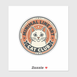 Minimalistisk Linjekonst Katt Kattälskare Present Klistermärken