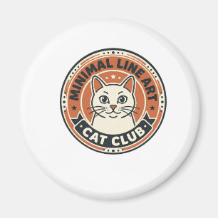 Minimalistisk Linjekonst Katt Kattälskare Present Magnet