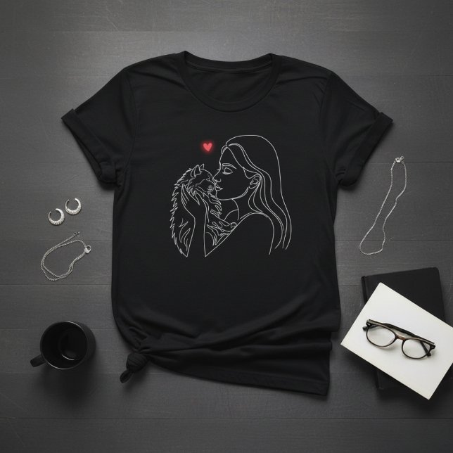 Minimalistisk Linjekonst Kattmamma T-Shirt för Kvi (Skapare uppladdad)