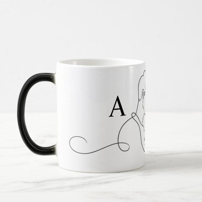 Minimalistisk Linjekonst Koppel Anpassad Namn Mugg (Vänster)