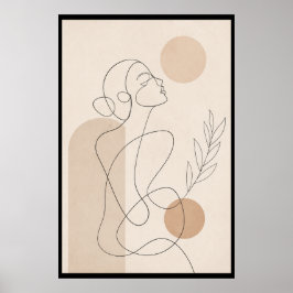 Minimalistisk Linjekonst Kvinna Poster