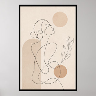 Minimalistisk Linjekonst Kvinna Poster