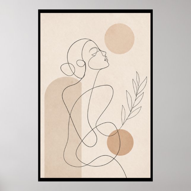 Minimalistisk Linjekonst Kvinna Poster (Framsidan)