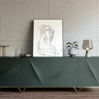 Minimalistisk linjekonst Kvinna Väggkonst | Modern