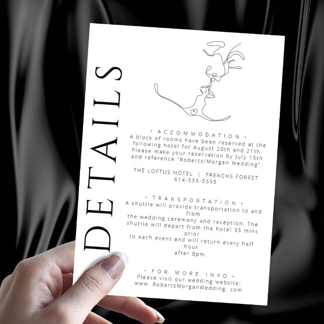 Minimalistisk Linjekonst Kyssande Par Bröllopsdeta Tilläggskort (Skapare uppladdad)