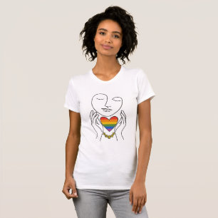 Minimalistisk linjekonst Mänsklig stolthet Regnbåg T Shirt