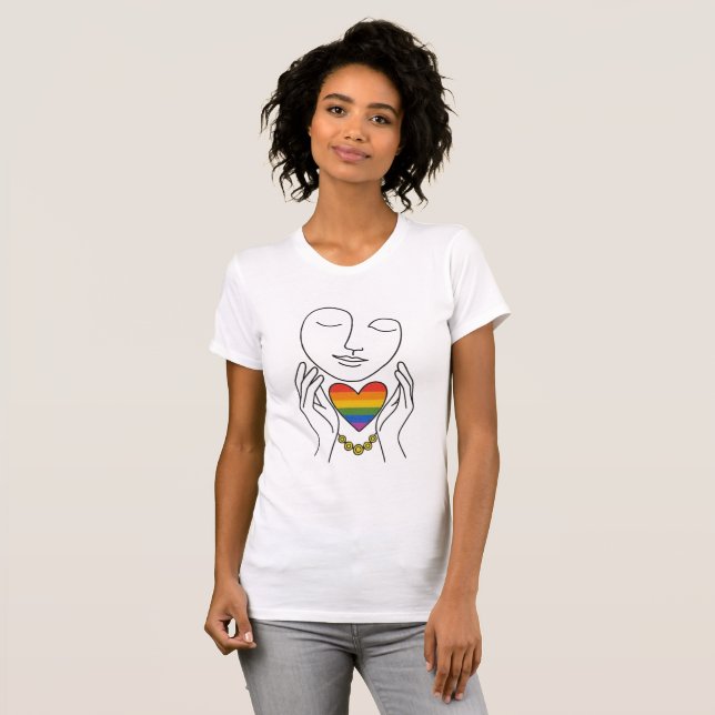 Minimalistisk linjekonst Mänsklig stolthet Regnbåg T Shirt (Hel framsida)