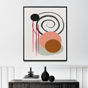 Minimalistisk linjekonst, Mid Century Art Poster