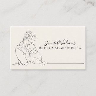 Minimalistisk linjekonst Mor & Bebis Doula Visitkort