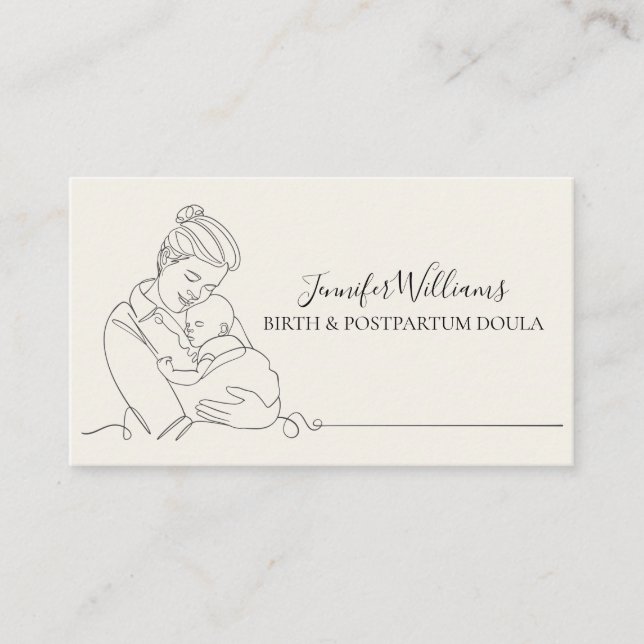 Minimalistisk linjekonst Mor & Bebis Doula Visitkort (Framsida)
