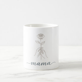Minimalistisk Linjekonst Ros "Mamma" Estetisk Kaff Kaffemugg