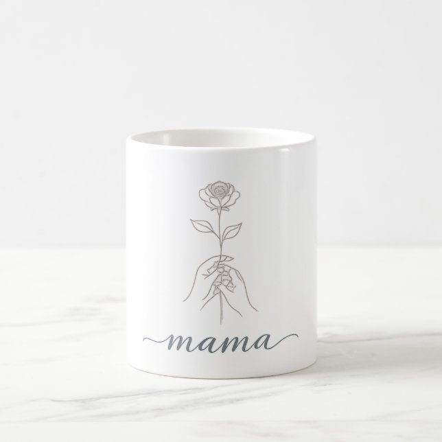 Minimalistisk Linjekonst Ros "Mamma" Estetisk Kaff Kaffemugg (Center)
