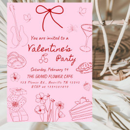 Minimalistisk Linjekonst Valentinsdagskalas Inbjudningar