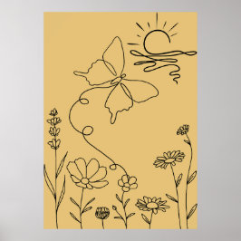 Minimalistisk linjekonstaffisch poster