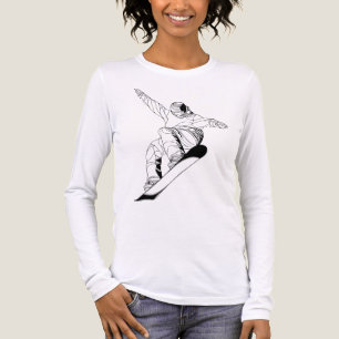 Minimalistisk linjekonstillustration av en snowboa t shirt
