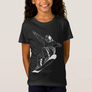 Minimalistisk linjekonstillustration av en snowboa t shirt