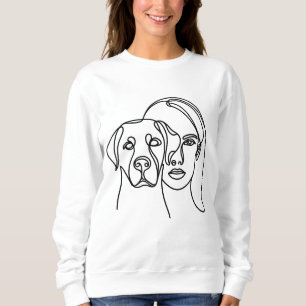 Minimalistisk linjeporträtt av hundmamma t shirt