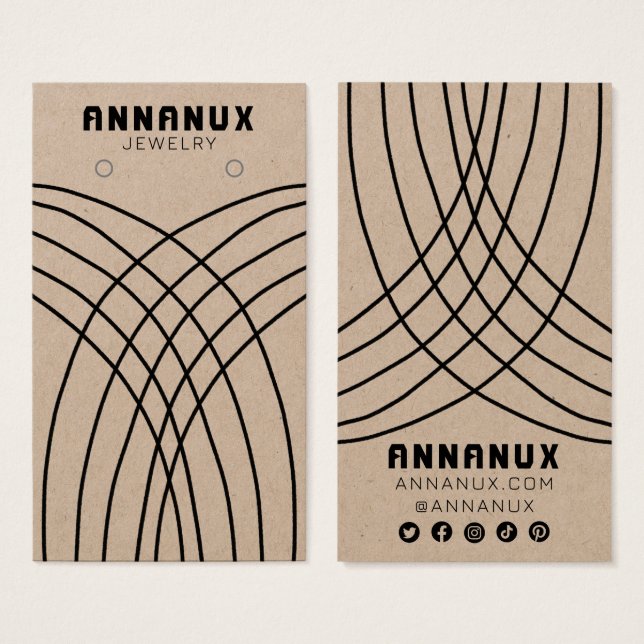Minimalistisk Linjer Earring Jewelry Visning KRAFT Visitkort (Framsida & baksida)