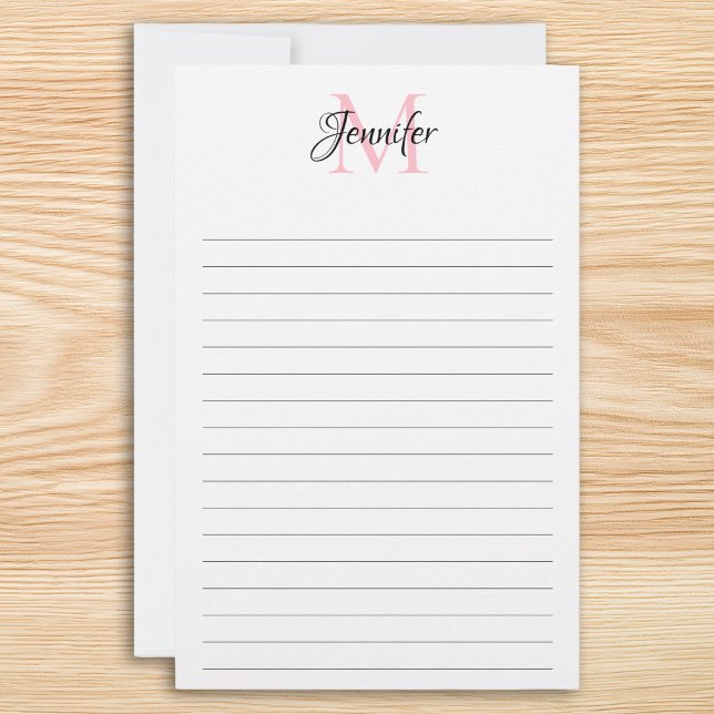 Minimalistisk linjerad personlig chic monogram brevpapper (Minimalist Lined Personalized Chic Monogram Stationery)