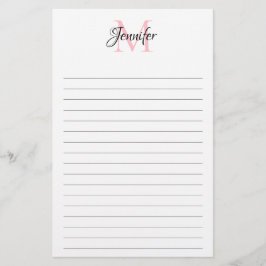 Minimalistisk linjerad personlig monogram brevpapp flygblad
