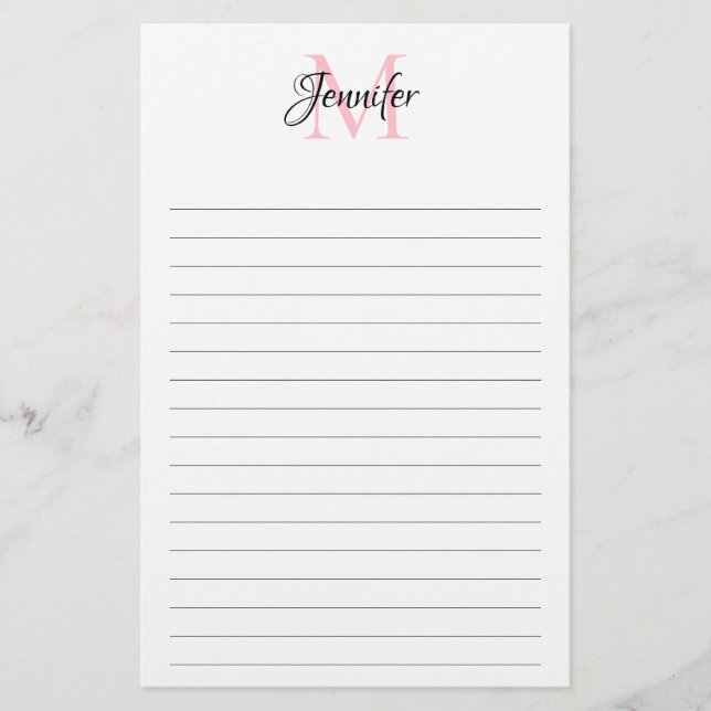 Minimalistisk linjerad personlig monogram brevpapp flygblad (Framsidan)