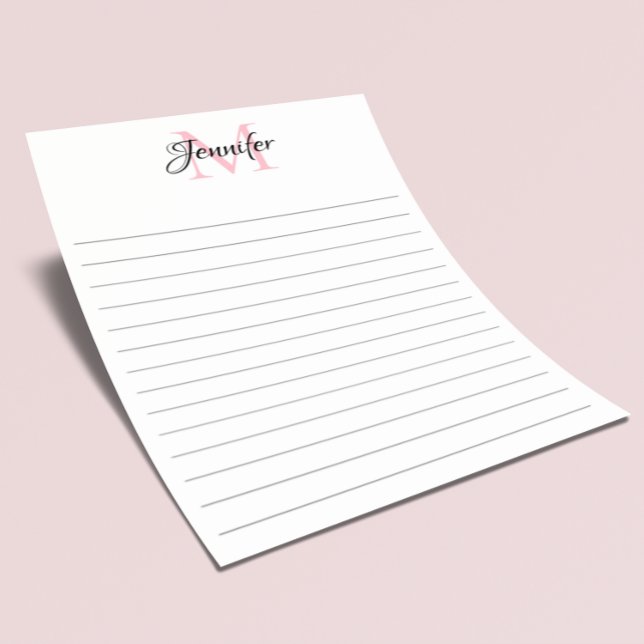 Minimalistisk linjerad personlig monogram brevpapper (Create your own girly chic monogram.)