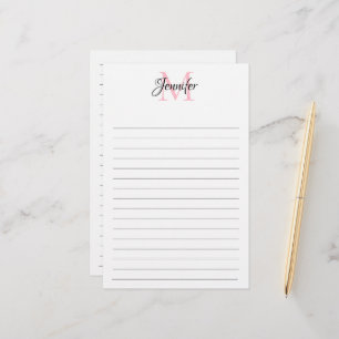 Minimalistisk linjerad personlig monogram-papper
