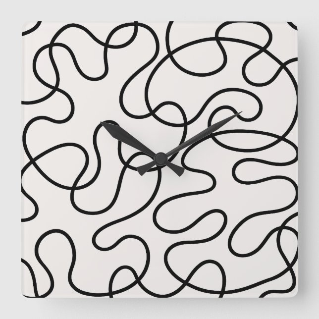 Minimalistisk Linjevävning Fyrkantig Klocka (Framsida)