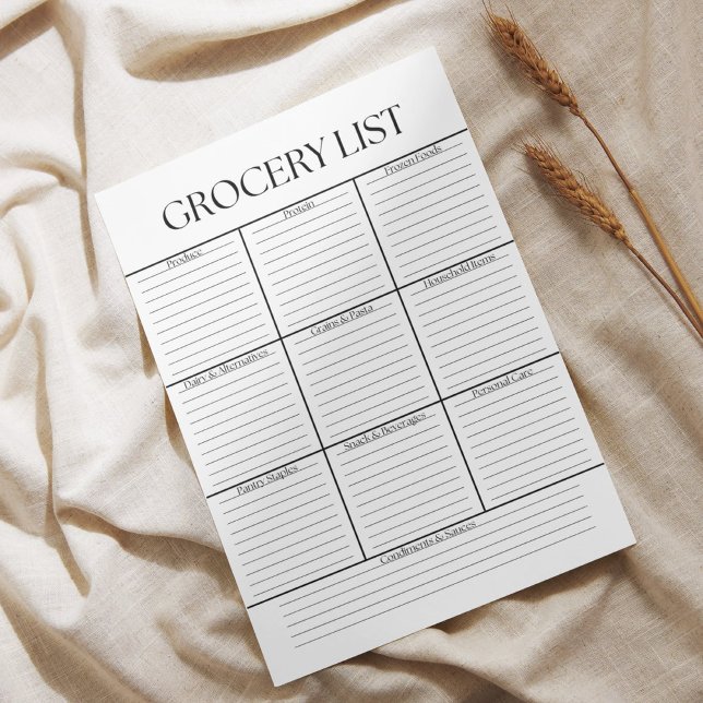 Minimalistisk lista över svarta och vita Livsmedel Anteckningsblock (Skapare uppladdad)