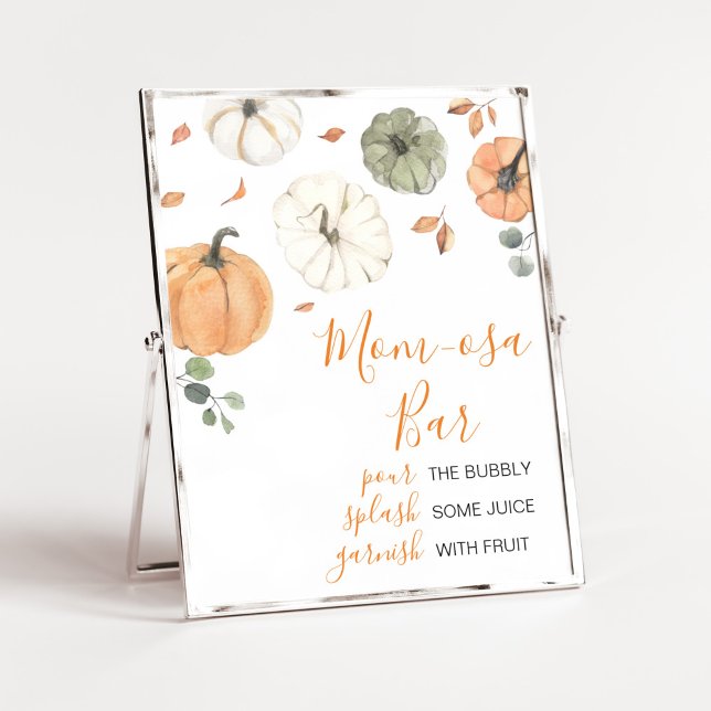 Minimalistisk lite Pumpkin Mamma Osa Pub Poster (A Little Pumpkin Baby Shower Mom Osa Bar Sign)
