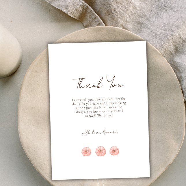 Minimalistisk liten babystövel tack kort (Minimalist Little Pumpkin Baby Shower Thank You Card)