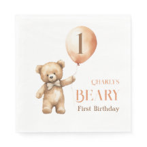 Minimalistisk liten björnbege Beary 1:a födelsedag