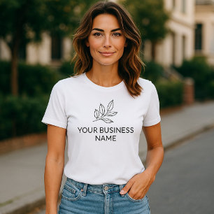 Minimalistisk liten företags botanisk vit t shirt