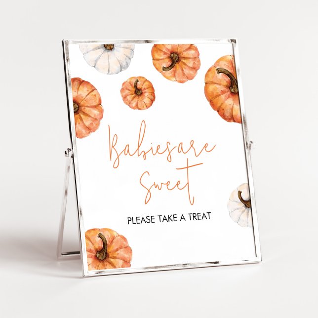Minimalistisk Little Pumpkin Spädbarn är Sweet Poster (Minimalist Pumpkin Baby Shower Babies are Sweet Sign)