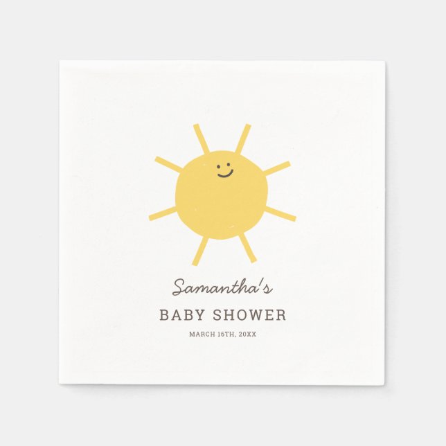 Minimalistisk Little Ray of Sunshine Baby Shower Pappersservett (Framsidan)