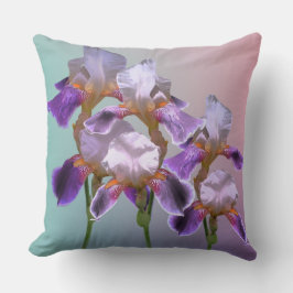 Minimalistisk livfull Iris-blomfoto-collage Kudde
